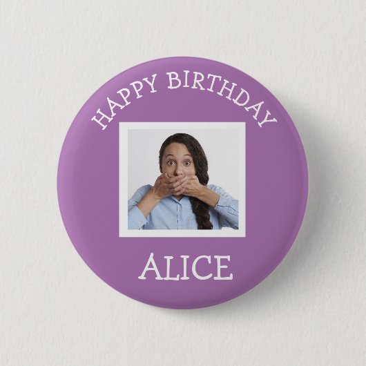 Badge Rond 5 Cm Bouton photo Joyeux anniversaire (Devant)