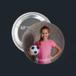 Badge Rond 5 Cm Bouton Photo Sports personnalisé<br><div class="desc">Soutenez les sports de votre enfant avec ce bouton personnalisé avec leur photo et leur nom. Disponible en différentes tailles. Ajoutez le nom de votre enfant ou si vous ne voulez pas que son nom figure sur le bouton,  supprimez simplement les lettres dans la zone de personnalisation.</div>