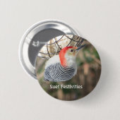 Badge Rond 5 Cm Bouton Pic à ventre rouge (Devant & derrière)