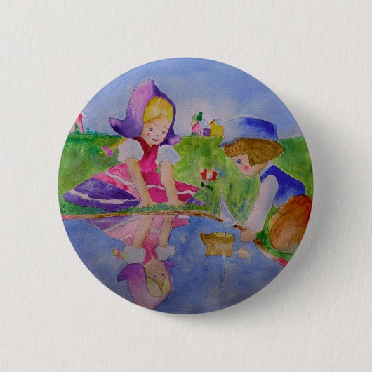 Badge Rond 5 Cm Bouton Pin Back Jouer Voilier (Devant)