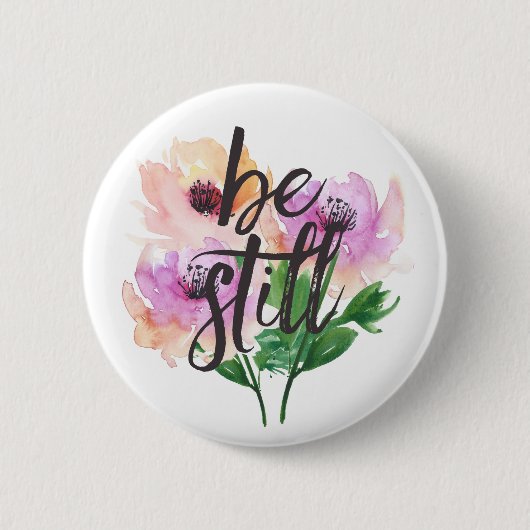 Badge Rond 5 Cm Bouton Pin de Fleurs Aquarelles (Devant)
