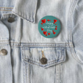 Badge Rond 5 Cm Bouton Pin Heureuse Sainte-Valentin Coeurs rouges (En situation)