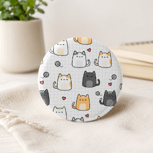 Badge Rond 5 Cm Bouton Pinback à motif de chat mignon Kawaii