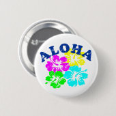 Badge Rond 5 Cm Bouton Pinback Aloha Hawaii : Design de fleurs col (Devant & derrière)