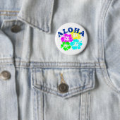 Badge Rond 5 Cm Bouton Pinback Aloha Hawaii : Design de fleurs col (En situation)