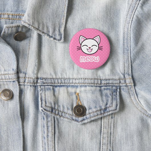 Badge Rond 5 Cm Bouton Pinback de chat mou (En situation)