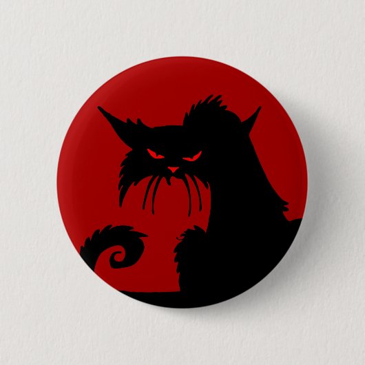 Badge Rond 5 Cm Bouton Pinback de chat noir (Devant)