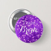 Badge Rond 5 Cm Bouton Pinback de l'équipe de Mariage violet (Devant & derrière)