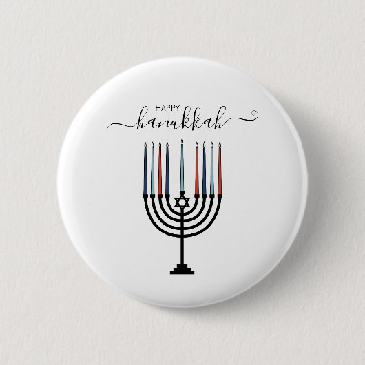 Badge Rond 5 Cm Bouton Pinback de vacances Hanoukka Menorah (Devant)