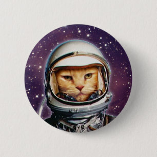 Badge Rond 5 Cm Bouton Pinback pour chat astronaute