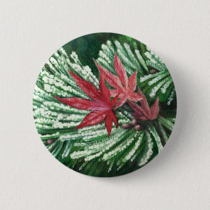 Badge Rond 5 Cm Bouton Pine Neige