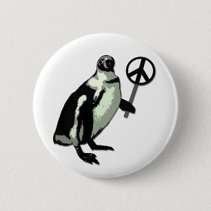 Badge Rond 5 Cm Bouton Pingouin Paix
