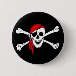 Badge Rond 5 Cm Bouton Pirate Skull and Crossed Bones