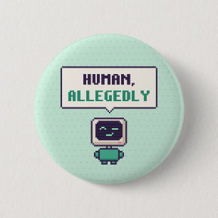 Badge Rond 5 Cm Bouton pixel d'IA prétendument drôle pour humain