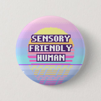 Badge Rond 5 Cm Bouton Pixel Humain Neurodivergent Amical pour les