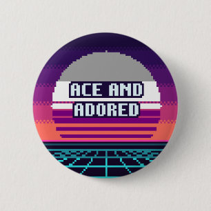 Badge Rond 5 Cm Bouton Pixel Pride As et Adoré