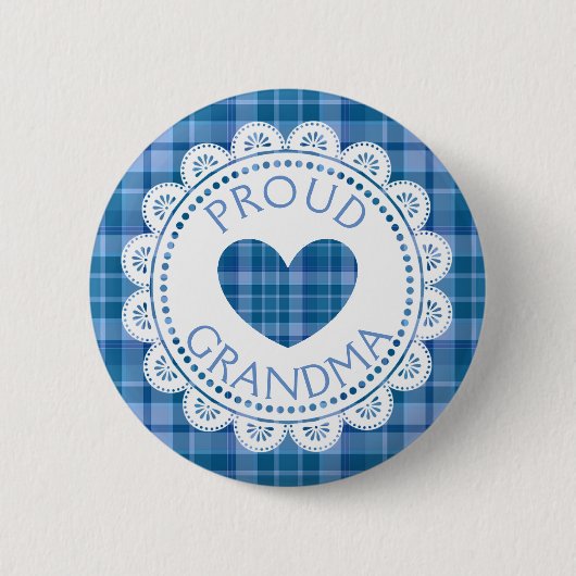 Badge Rond 5 Cm Bouton Plaid bleu grand-mère (Devant)