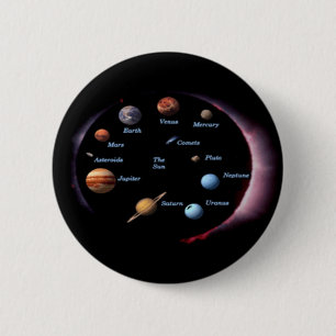 Badge Rond 5 Cm Bouton Planètes du système solaire
