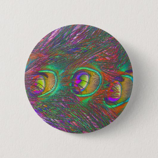 Badge Rond 5 Cm Bouton Plumes Peacock de Noël (Devant)