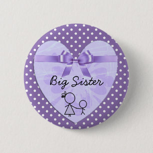 Badge Rond 5 Cm Bouton Pointe Polka Grande Soeur Purple et Lavande