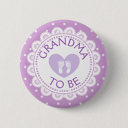 Badge Rond 5 Cm Bouton Polka Dot Polka de coeur violet (Devant)