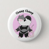 Badge Rond 5 Cm Bouton Possum de pomme Silly Chomp, Anthropomorphi (Devant)