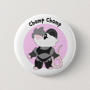 Badge Rond 5 Cm Bouton Possum de pomme Silly Chomp, Anthropomorphi