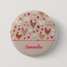Bouton Poulet et Coeurs