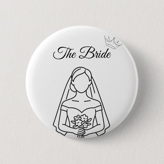 Badge Rond 5 Cm Bouton pour la mariée (Devant)