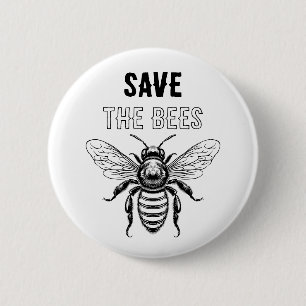 Badge Rond 5 Cm Bouton pour sauver les abeilles avec abeille à mie