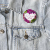 Badge Rond 5 Cm Bouton pourpre de baby shower d'édredon de grande (En situation)