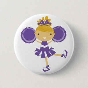 Badge Rond 5 Cm Bouton pourpre de fête d'anniversaire de pom-pom
