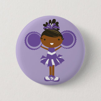 Badge Rond 5 Cm Bouton pourpre de fête d'anniversaire de pom-pom