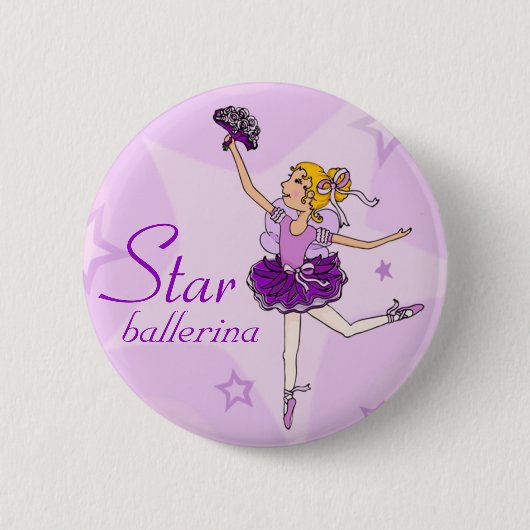 Badge Rond 5 Cm Bouton pourpre de fille de ballerine d'étoile (Devant)