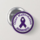 Badge Rond 5 Cm Bouton pourpre de ruban de conscience de (Devant & derrière)