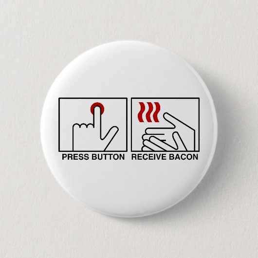 BADGE ROND 5 CM BOUTON POUSSER BACON DE RÉCEPTION BACON (Devant)