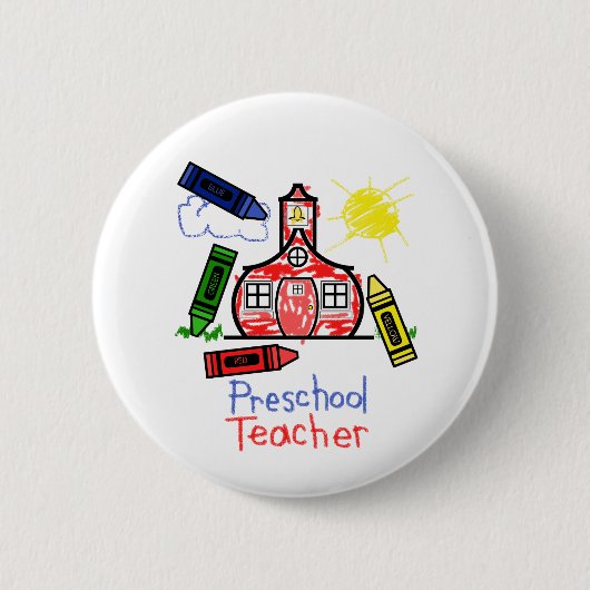 Badge Rond 5 Cm Bouton préscolaire de professeur - école et (Devant)