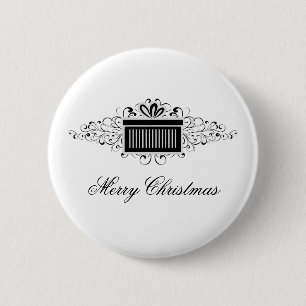 Badge Rond 5 Cm Bouton Présence Des Fêtes, Noir