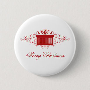 Badge Rond 5 Cm Bouton Présent Les Fêtes, Rouge