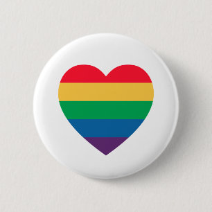 Badge Rond 5 Cm Bouton Pride Coeur arc-en-ciel