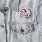 Badge Rond 5 Cm Bouton Princesse et licorne (En situation)