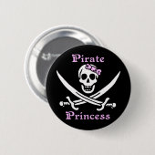 Badge Rond 5 Cm Bouton princesse pirate (Devant & derrière)