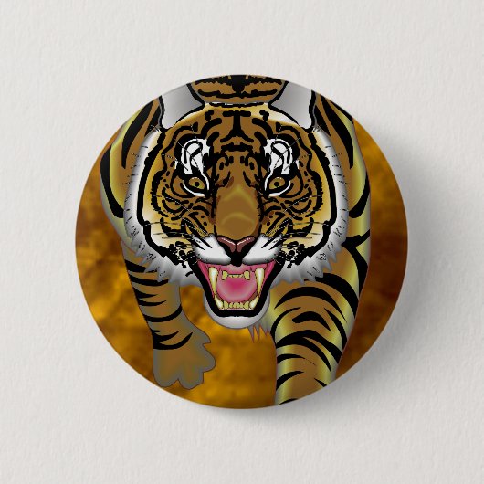 Badge Rond 5 Cm Bouton principal de tigre (Devant)