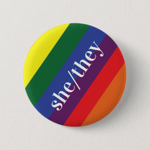 Badge Rond 5 Cm Bouton Pronoun de la Fierté arc-en-ciel LGBT