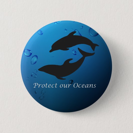 Badge Rond 5 Cm Bouton Protéger nos dauphins des océans (Devant)
