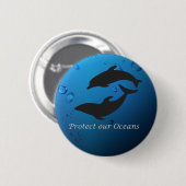 Badge Rond 5 Cm Bouton Protéger nos dauphins des océans (Devant & derrière)