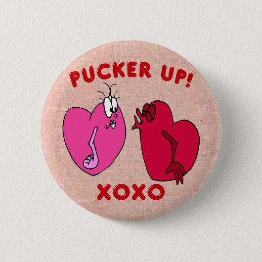 Badge Rond 5 Cm Bouton Pucker Up Valentine Hearts (Devant)