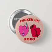 Badge Rond 5 Cm Bouton Pucker Up Valentine Hearts (Devant & derrière)