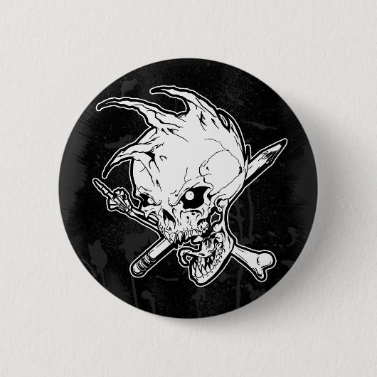 Badge Rond 5 Cm Bouton punk de crâne (Devant)