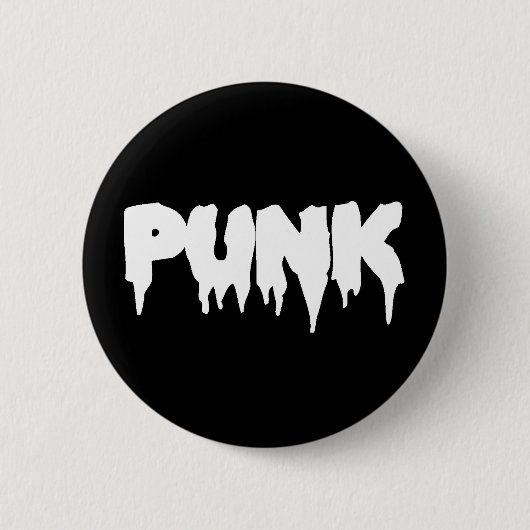 Badge Rond 5 Cm Bouton "Punk" noir et blanc (Devant)